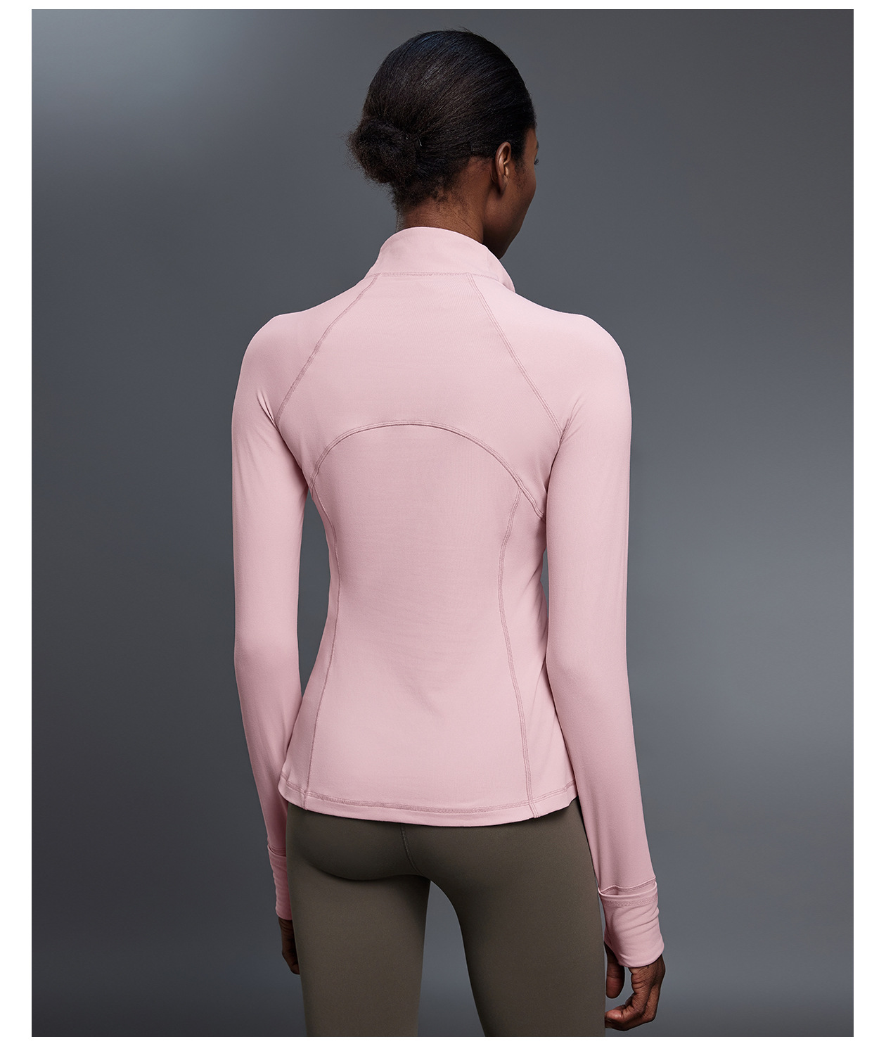 Women's Half Zip Long Sleeve  Yoga Shirt Slim Fit Fitness Sports Top With Thumb Holes FGBD25150