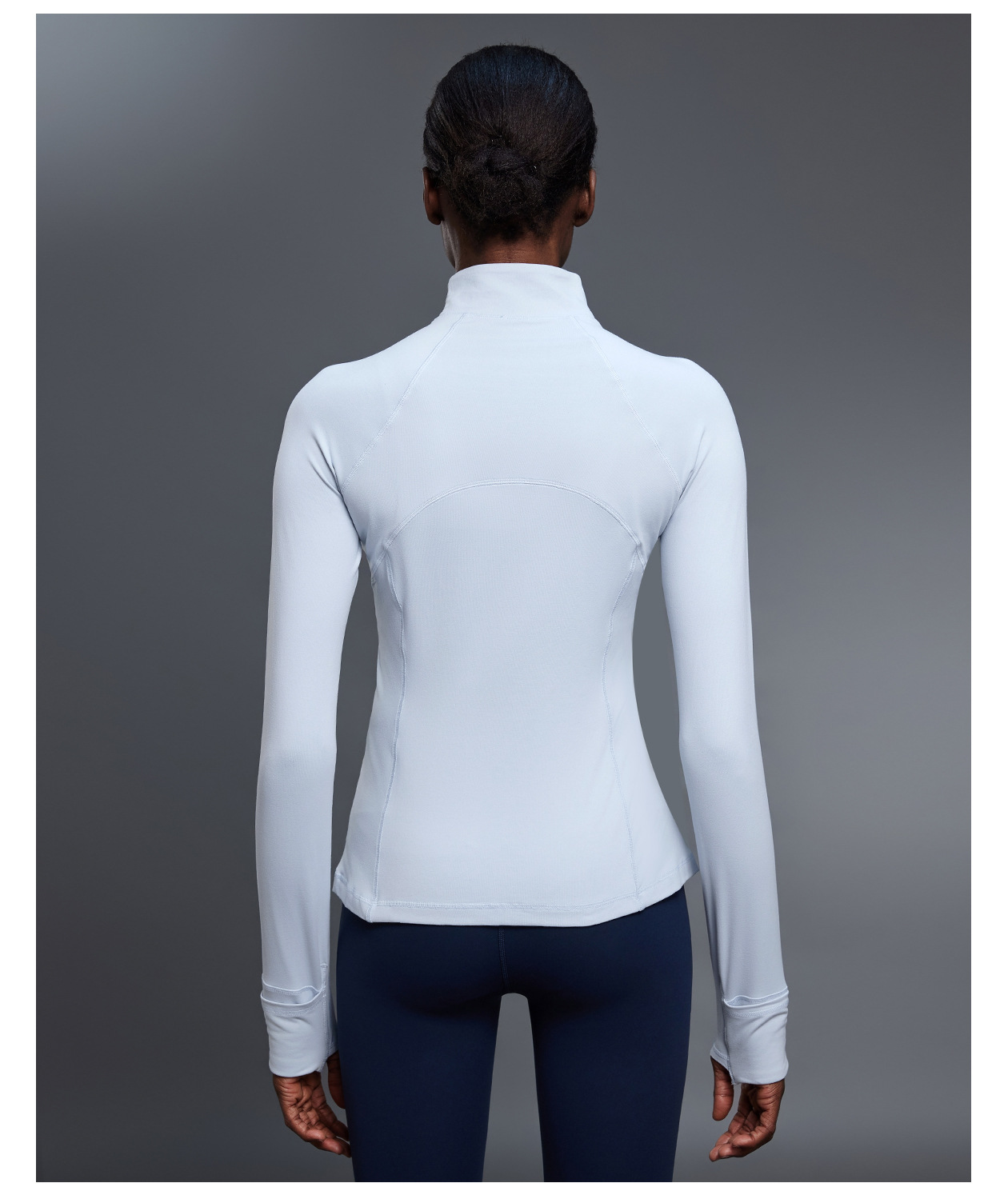 Women's Half Zip Long Sleeve  Yoga Shirt Slim Fit Fitness Sports Top With Thumb Holes FGBD25150