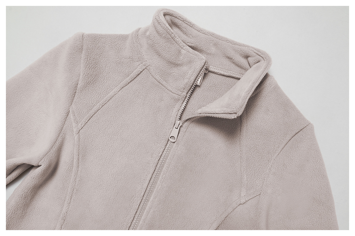 Fashion New Women Stand Collar  Warm Outdoor  Coat Fleece Long Sleeve Full Zipper  With Pocket FGBWT5012