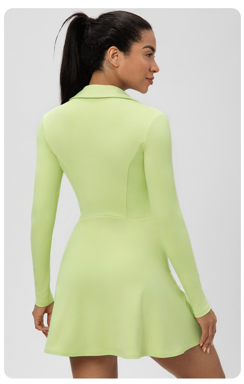 Women's Sports One-piece Tennis Skirt Gymnastic Long-sleeved V-neck Tennis Skirt FGB52568 Women's Sports One-piece Tennis Skirt Gymnastic Long-sleeved V-neck Tennis Skirt FGB52568