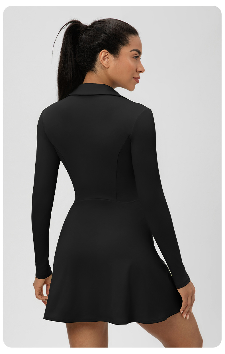 Women's Sports One-piece Tennis Skirt Gymnastic Long-sleeved V-neck Tennis Skirt FGB52568 Women's Sports One-piece Tennis Skirt Gymnastic Long-sleeved V-neck Tennis Skirt FGB52568