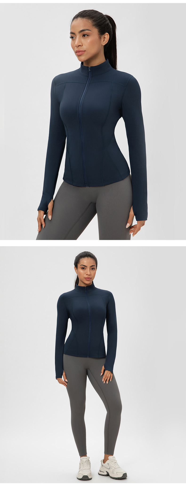 Winter Women's Slim Fleece Jackets  Stretchy Sports Yoga Top  Zipper Fitness CoatFGB52631