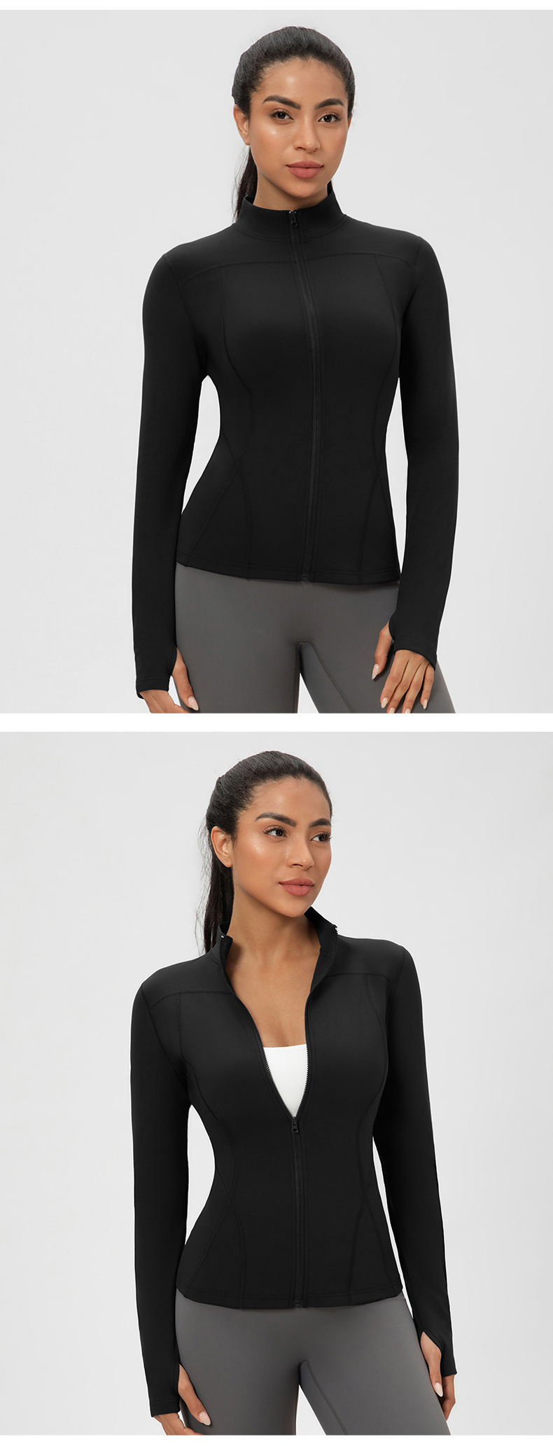 Women's Active Sports Jacket Breathable Lightweight Yoga Running Training Jacket Zipper Solid Exercise FGB52632