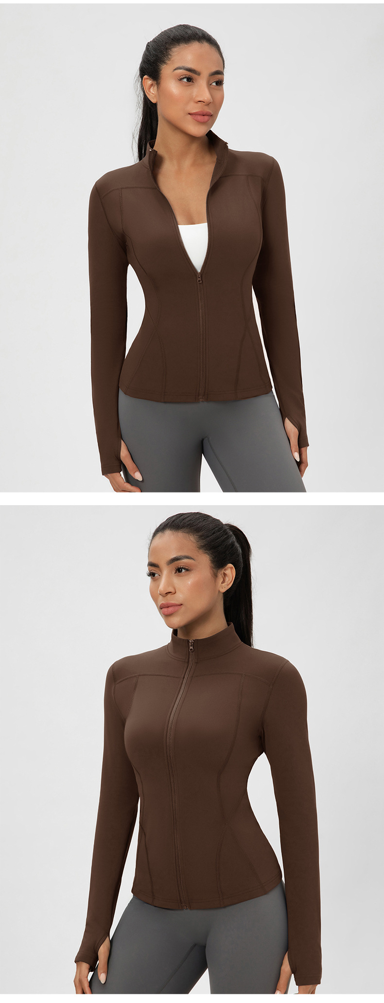 Women's Active Sports Jacket Breathable Lightweight Yoga Running Training Jacket Zipper Solid Exercise FGB52632