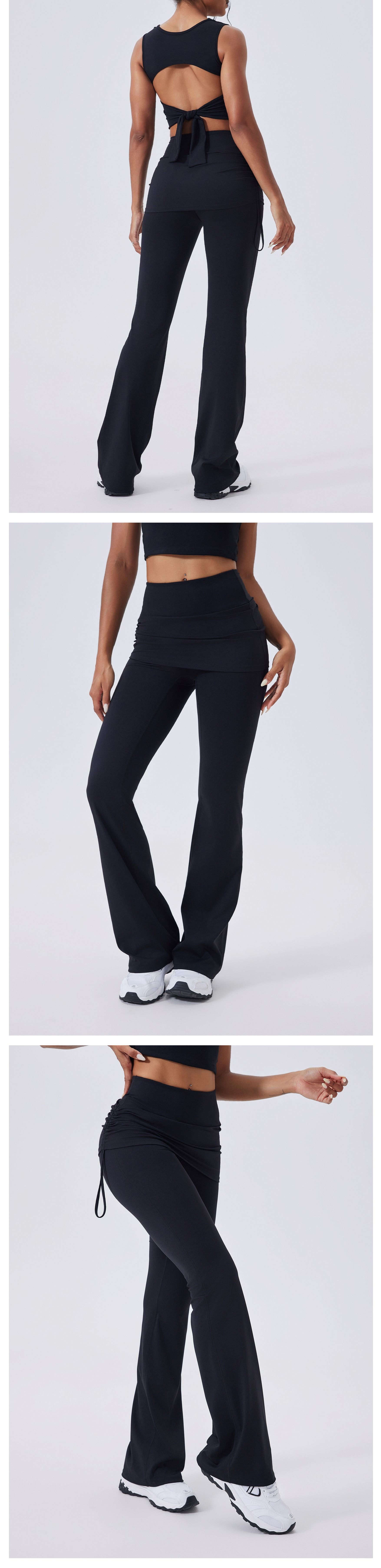 High Waist Women's Casual Sports Trousers  Nude Feeling Butt Lifting Yoga Bell-Bottom PantsFGBCK5591