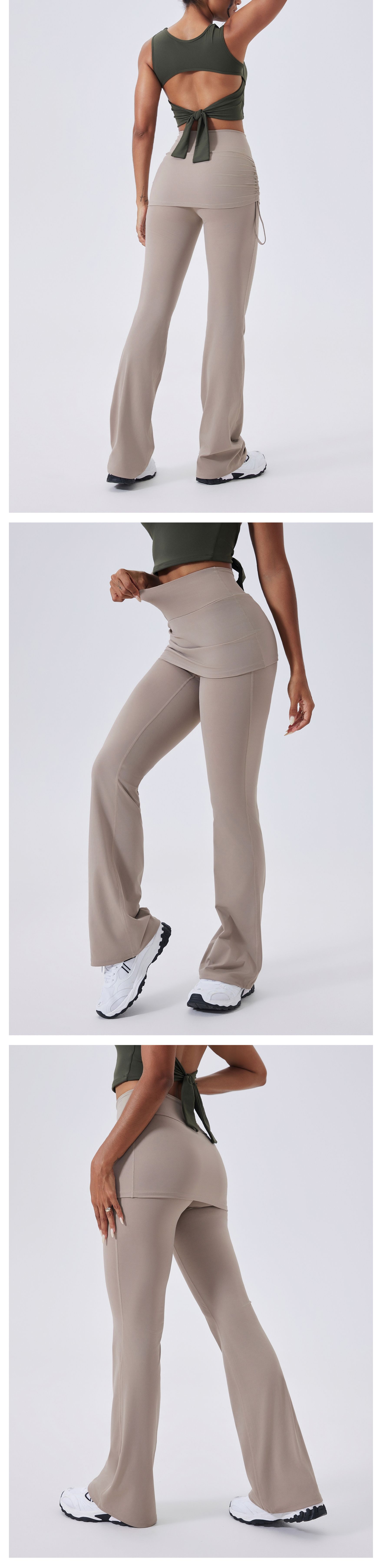 High Waist Women's Casual Sports Trousers  Nude Feeling Butt Lifting Yoga Bell-Bottom PantsFGBCK5591