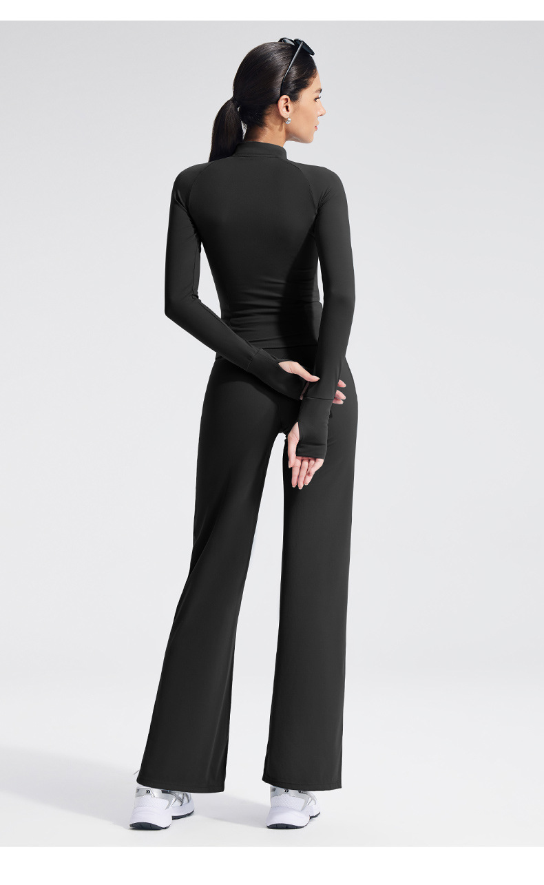 Long Sleeve Zipper Tight Lightweight Breathable Running Sportswear Yoga Top Jacket With Thumb Hole FGBB-XL37