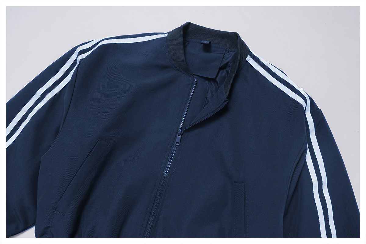 Autumn Winter Loose Fleece with Zippers for Women High Quality Stripe JacketsFGBEWT4504