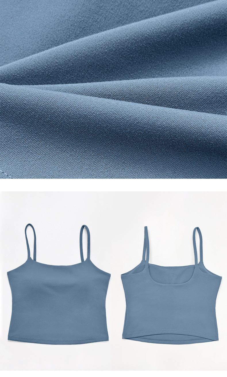 Thin Straps Built-in Longline Yoga Singlet Tops Breathable   Stretchy Women's Fitness Gym TopFGBYB1340