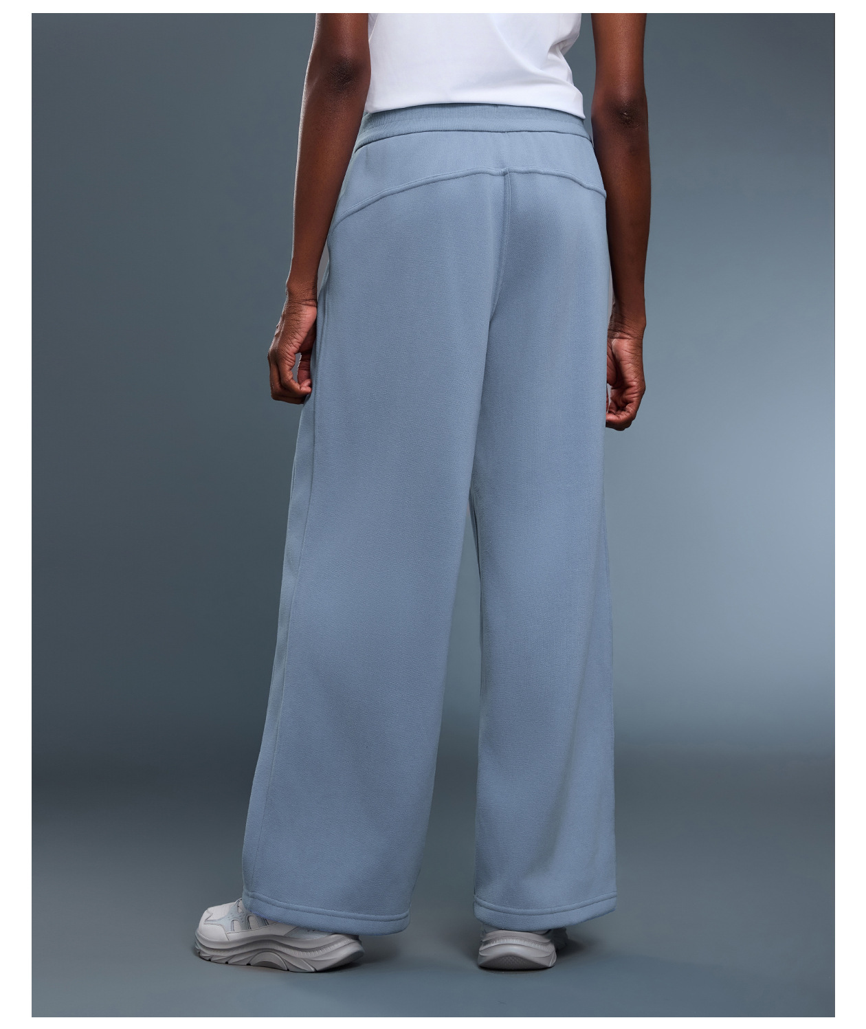 Women's Casual Athletic Mid Waist Wide Leg Pants with Drawstring Loose Design Trousers FGBD25133
