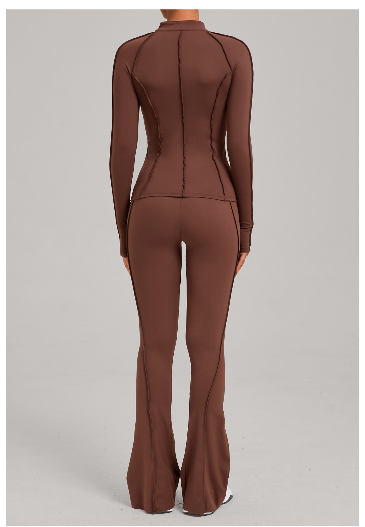 Women's Full Zipper Jacket Sports Bra Butt Lift Flare Leg Pants-Three Piece Yoga Gym SetFGB3321 86040 25098