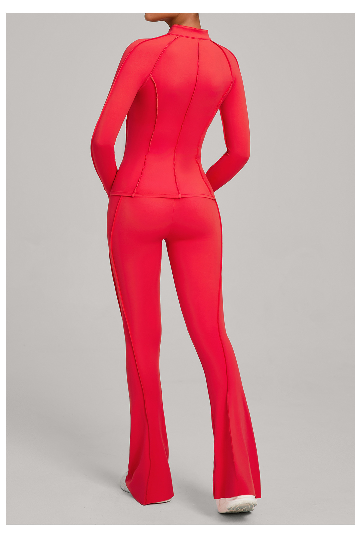 Women's Full Zipper Jacket Sports Bra Butt Lift Flare Leg Pants-Three Piece Yoga Gym SetFGB3321 86040 25098