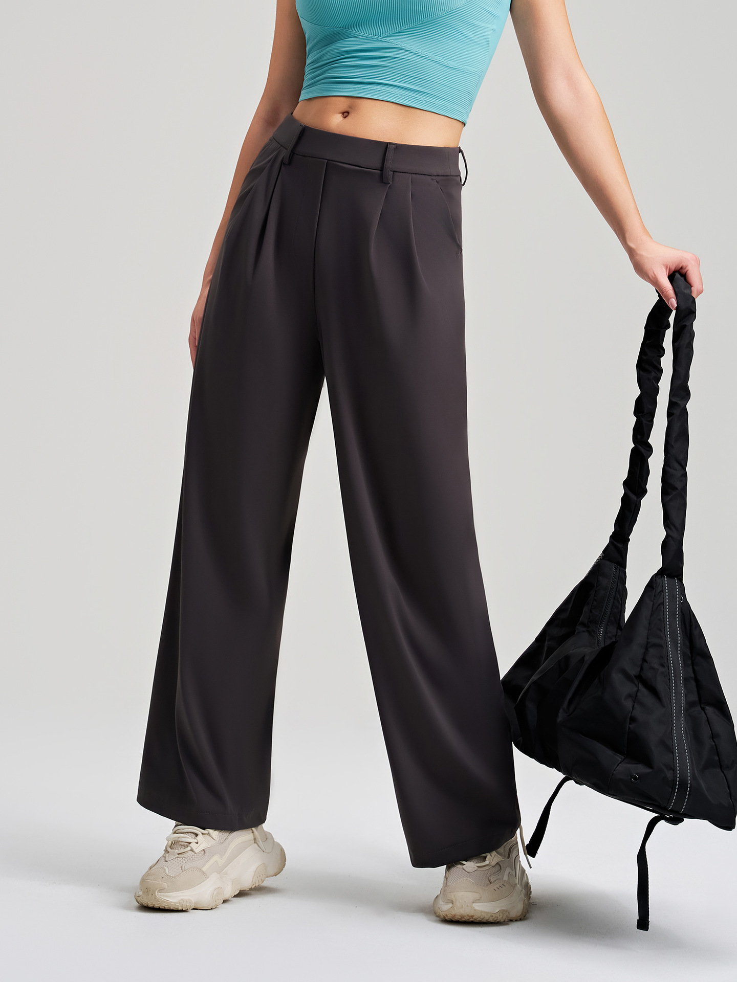 Women's High Waist Breathable Straight Leg Yoga Pants High Quality Casual Loose Active Pants FGBK8-015