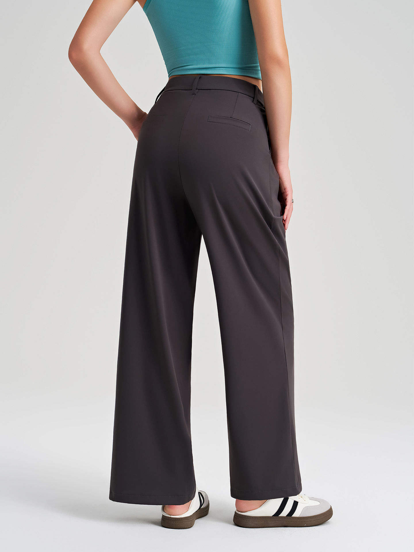 Women's High Waist Breathable Straight Leg Yoga Pants High Quality Casual Loose Active Pants FGBK8-015