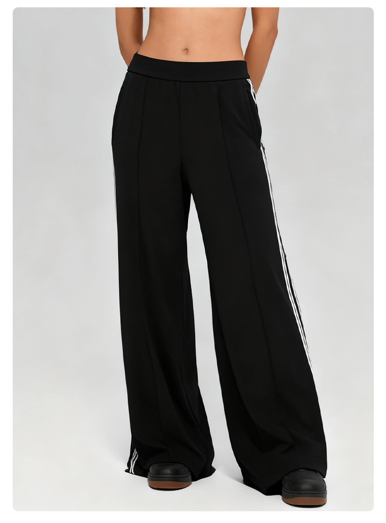 Loose Custom Casual Elastic Waist Baggy Regular-fit Straight Pants Blank Drawcords Waistband Sweatpants WomenFGBK6608