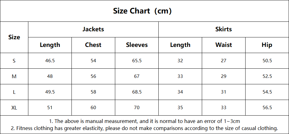 Women's Jacket Sweatpants Skirt Set with Elastic Waist Casual Sports SuitFGBT6607 K6609