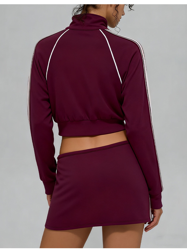 Women's Jacket Sweatpants Skirt Set with Elastic Waist Casual Sports SuitFGBT6607 K6609