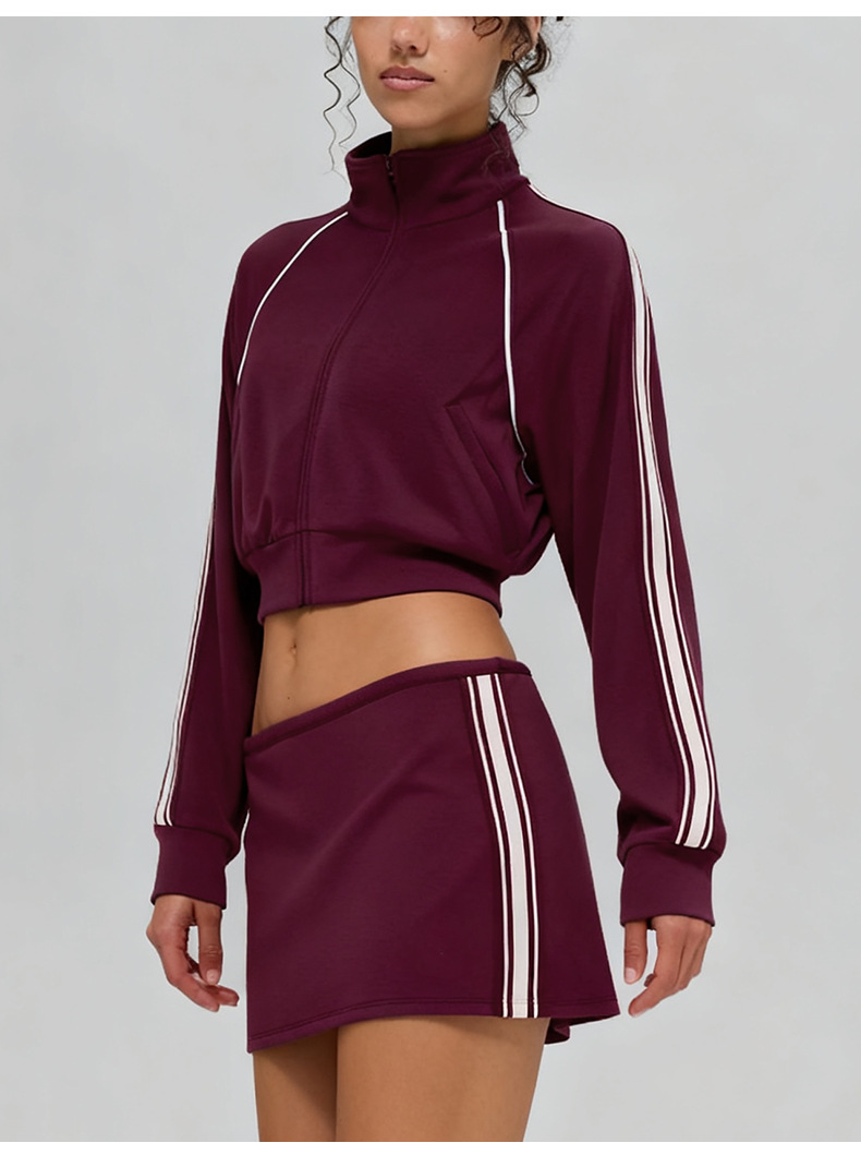 Women's Jacket Sweatpants Skirt Set with Elastic Waist Casual Sports SuitFGBT6607 K6609