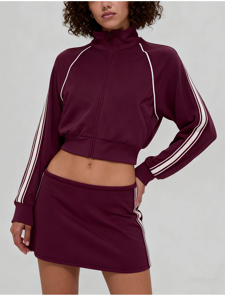 Women's Jacket Sweatpants Skirt Set with Elastic Waist Casual Sports SuitFGBT6607 K6609