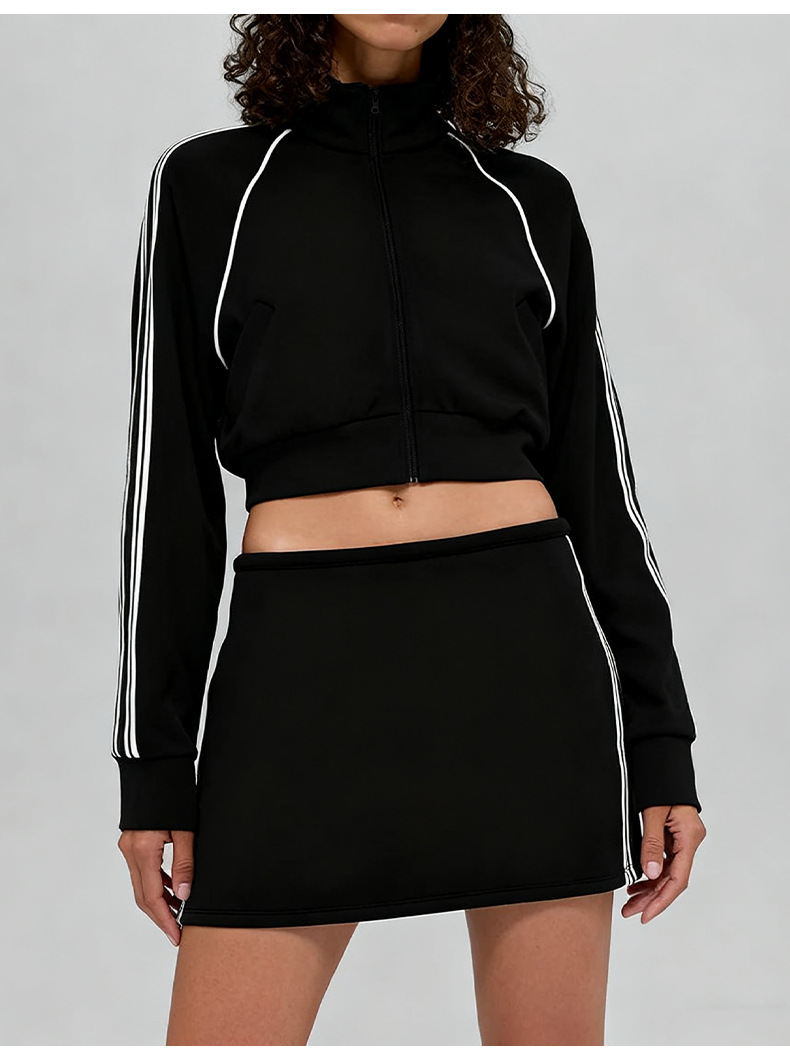 Women's Jacket Sweatpants Skirt Set with Elastic Waist Casual Sports SuitFGBT6607 K6609