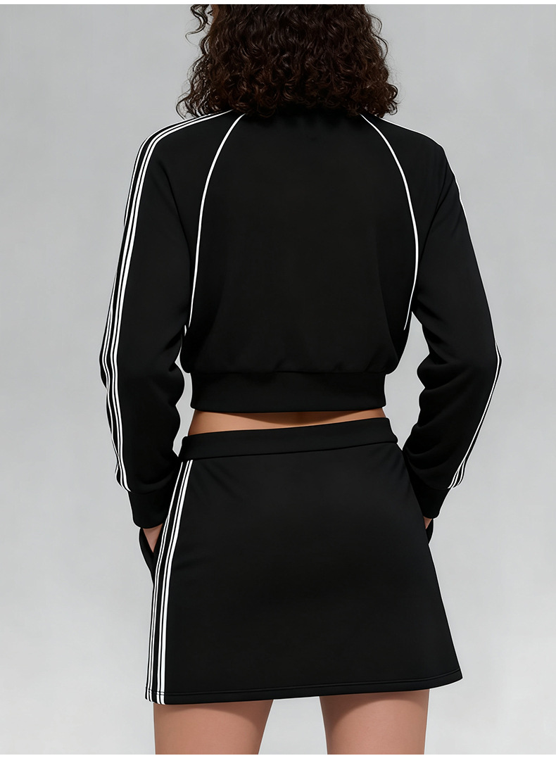 Women's Jacket Sweatpants Skirt Set with Elastic Waist Casual Sports SuitFGBT6607 K6609