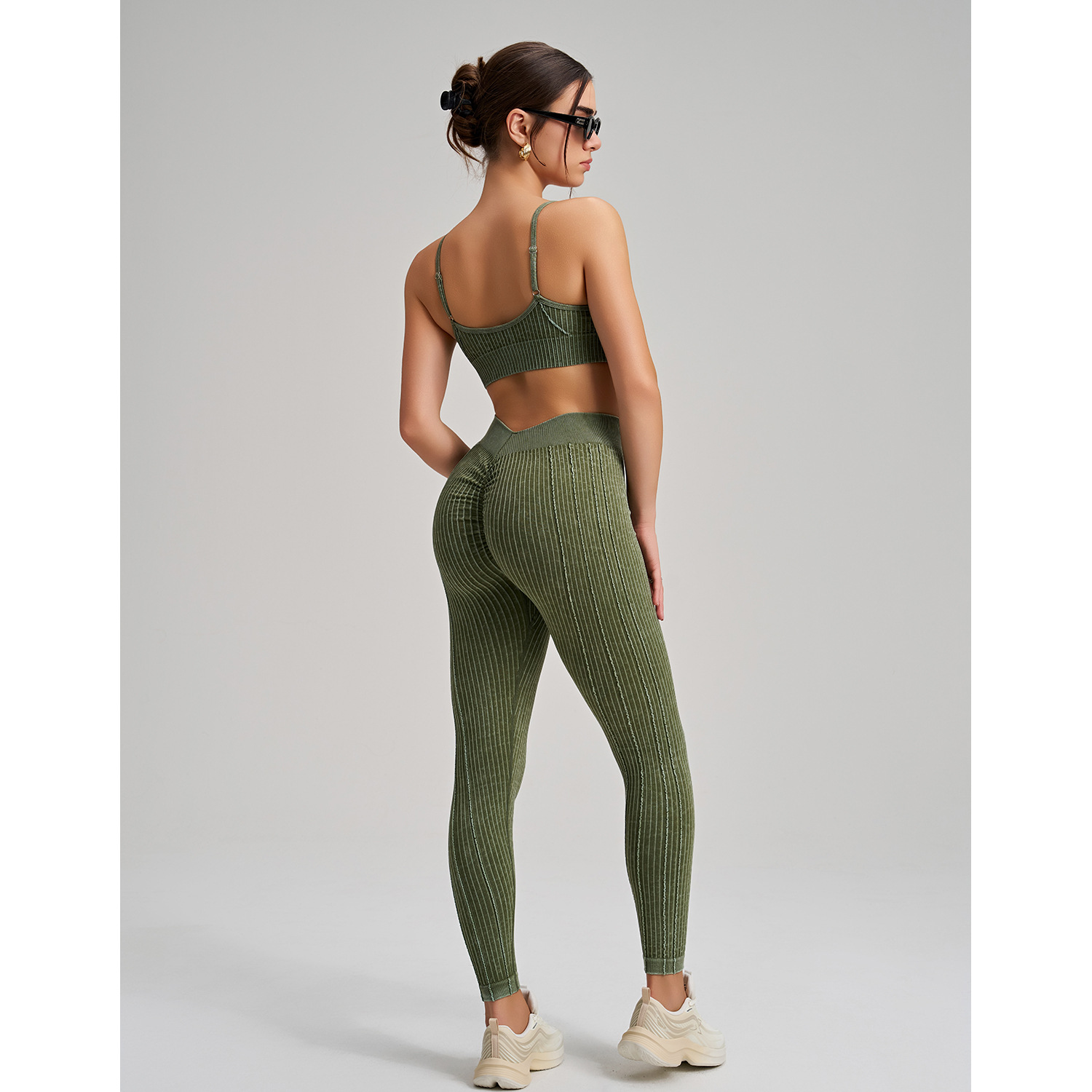 2pcs Yoga Sets for Women Seamless High Waist Butt Scrunch Workout Leggings Sports BraFGBWX2492 CK5492
