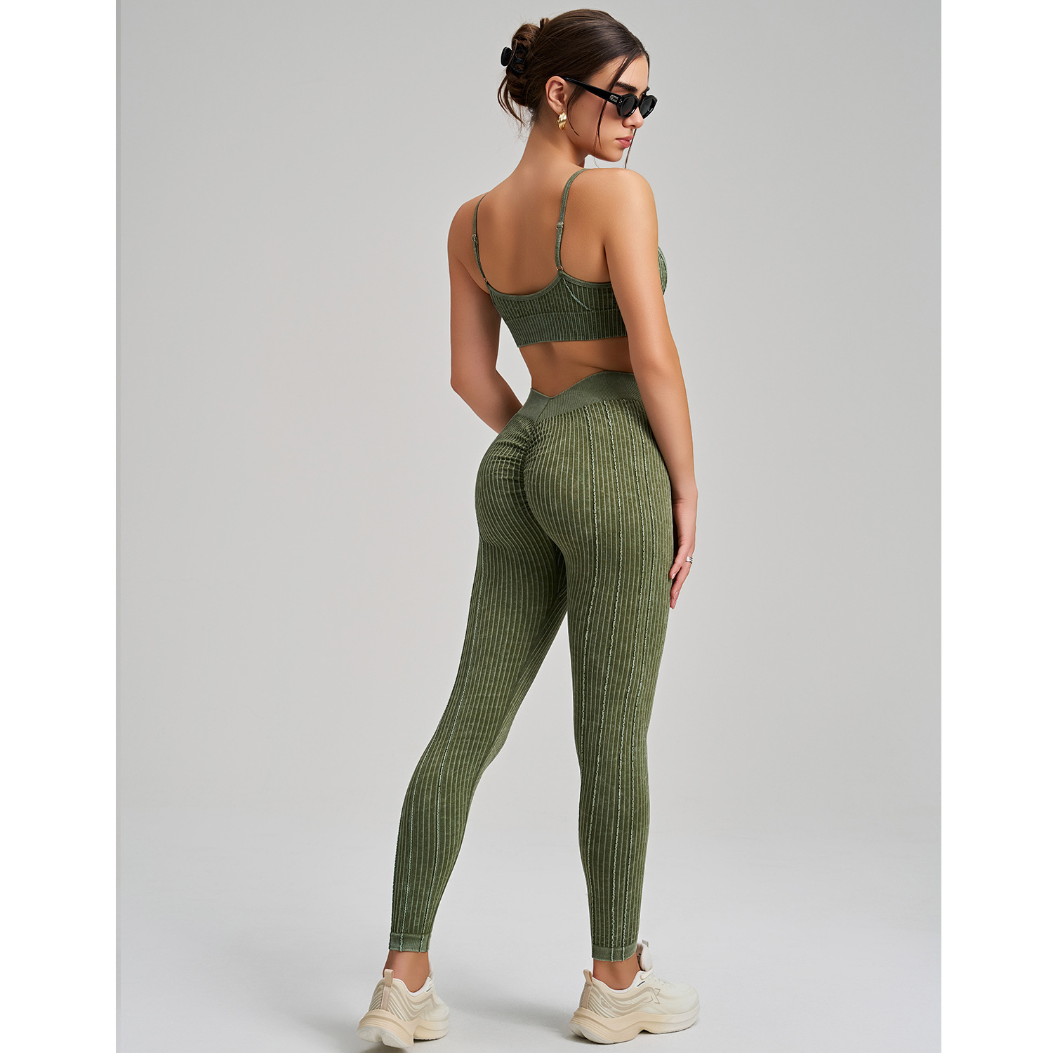 2pcs Yoga Sets for Women Seamless High Waist Butt Scrunch Workout Leggings Sports BraFGBWX2492 CK5492
