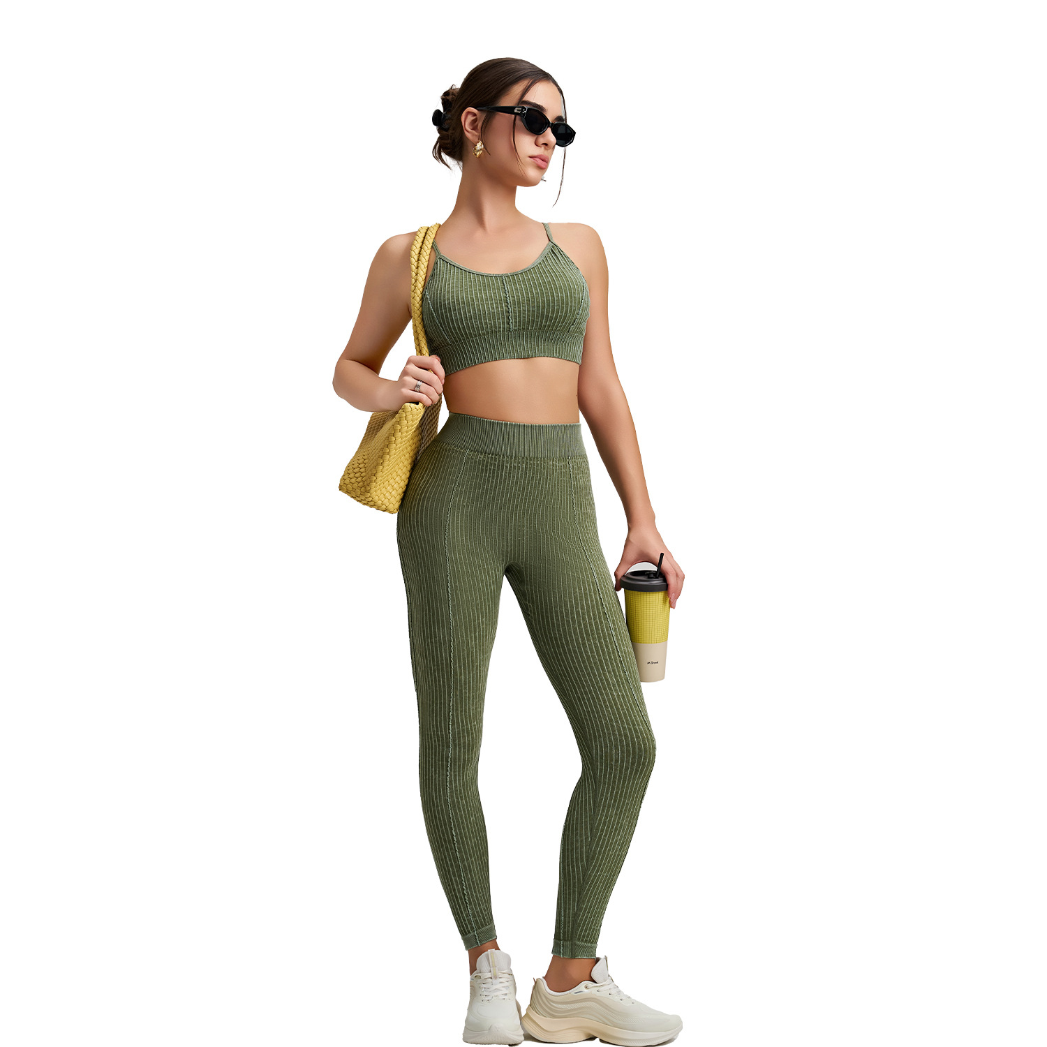 2pcs Yoga Sets for Women Seamless High Waist Butt Scrunch Workout Leggings Sports BraFGBWX2492 CK5492