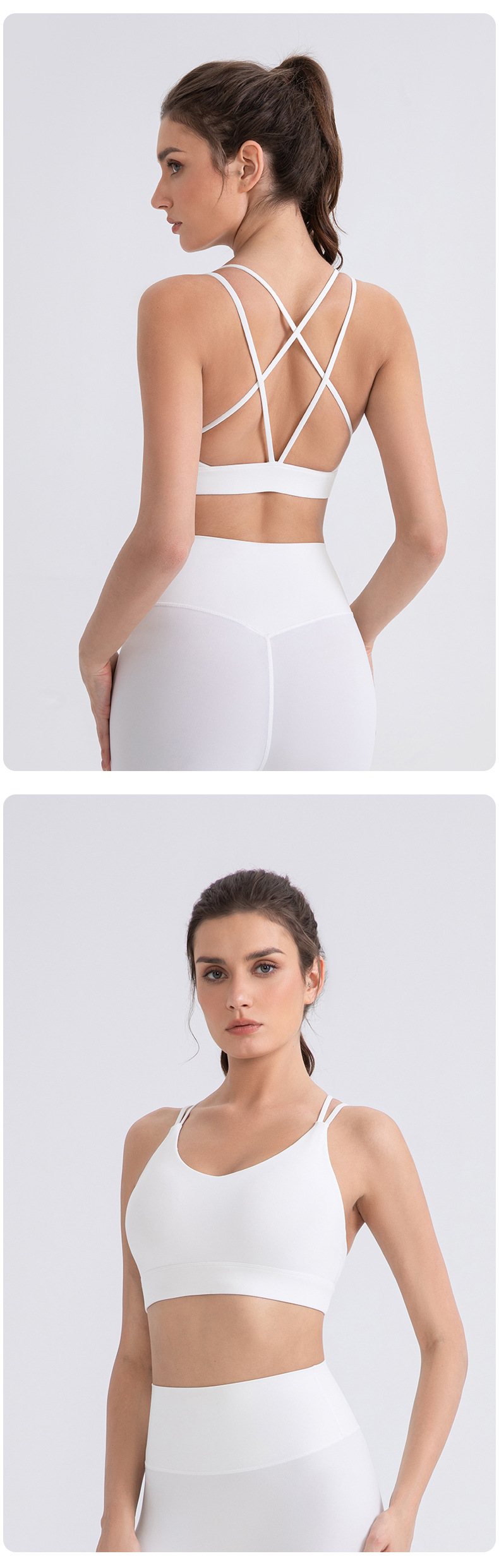 Cross Back Strappy Nylon Spandex Workout Running Yoga Sportsbra Support Top Fitness High Impact Gym Womens Sports Bras for Women FGB52760