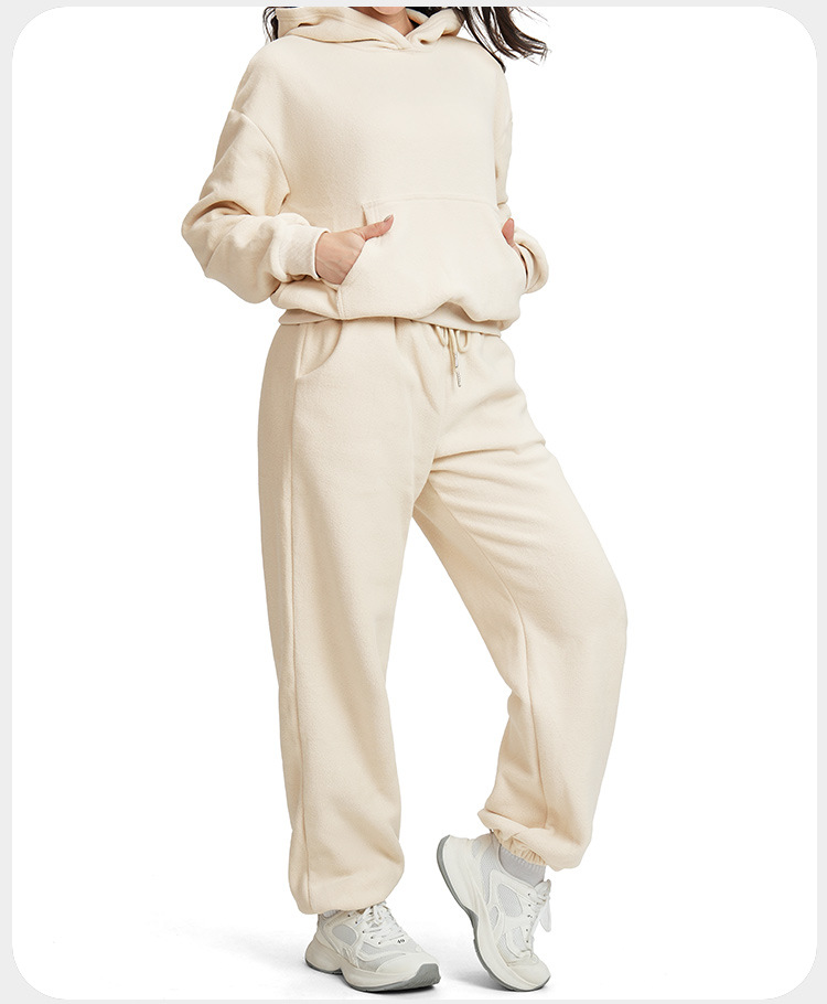 Women Activewear Casual Loose Two Piece Jackets Zipper Hoodie Wide Joggers Sports Hoodies Set FGBETZ5540