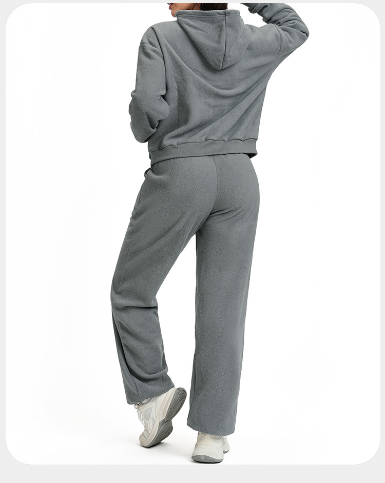 Women Activewear Casual Loose Two Piece Jackets Zipper Hoodie Wide Joggers Sports Hoodies Set FGBETZ5540