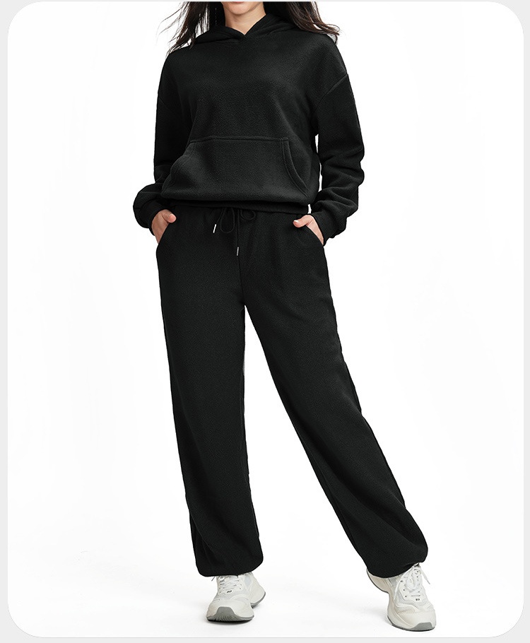 Women Activewear Casual Loose Two Piece Jackets Zipper Hoodie Wide Joggers Sports Hoodies Set FGBETZ5540