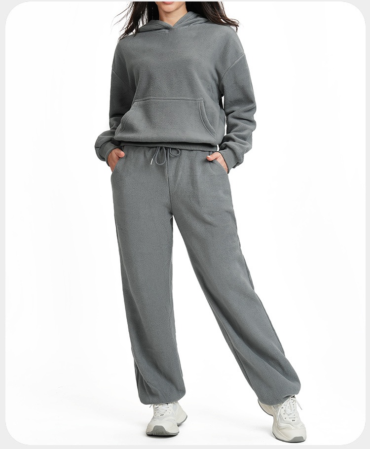 Women Activewear Casual Loose Two Piece Jackets Zipper Hoodie Wide Joggers Sports Hoodies Set FGBETZ5540