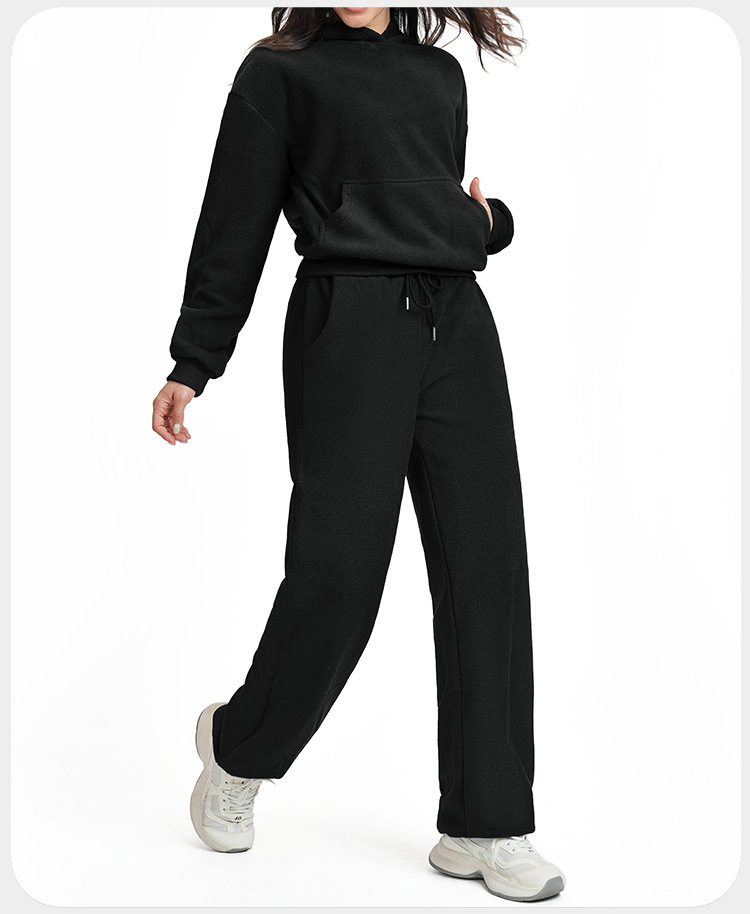 Women Activewear Casual Loose Two Piece Jackets Zipper Hoodie Wide Joggers Sports Hoodies Set FGBETZ5540