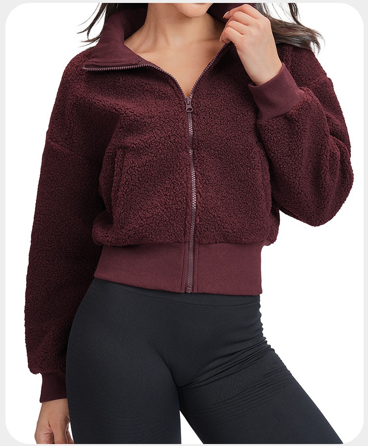 Women's Autumn Winter Windproof Zipper Jacket Stand Collar Running Coat Fitness Clothing FGBEWT5538