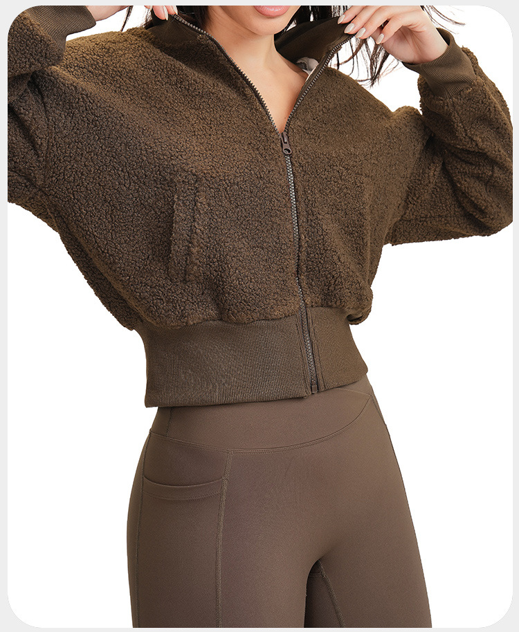 Women's Autumn Winter Windproof Zipper Jacket Stand Collar Running Coat Fitness Clothing FGBEWT5538