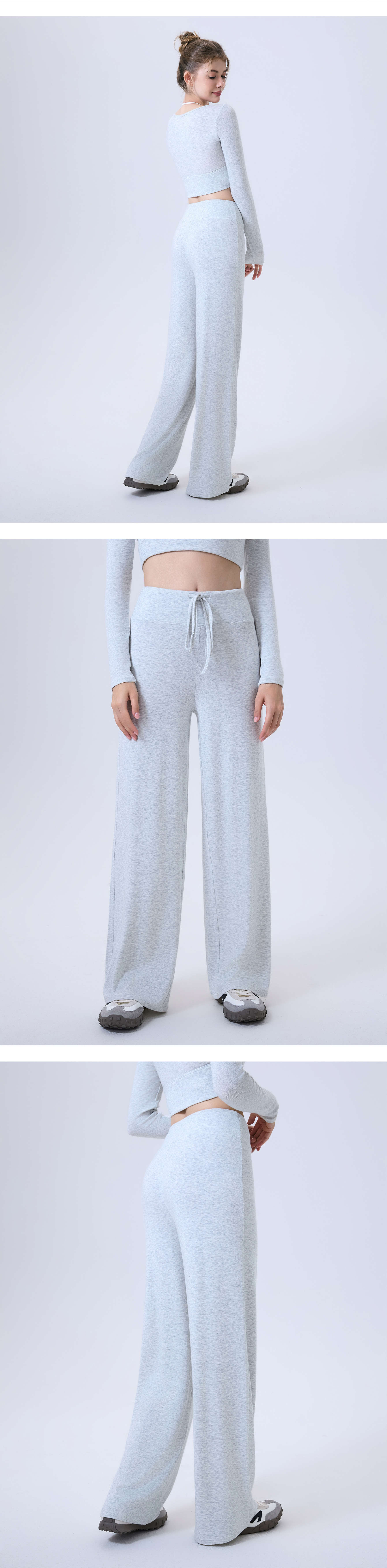 New Style Yoga Pants Elastic Waist Closure Loose Straight Leg Fitness Pants Wide Leg Casual Running Pants for Woman FGBCK3371