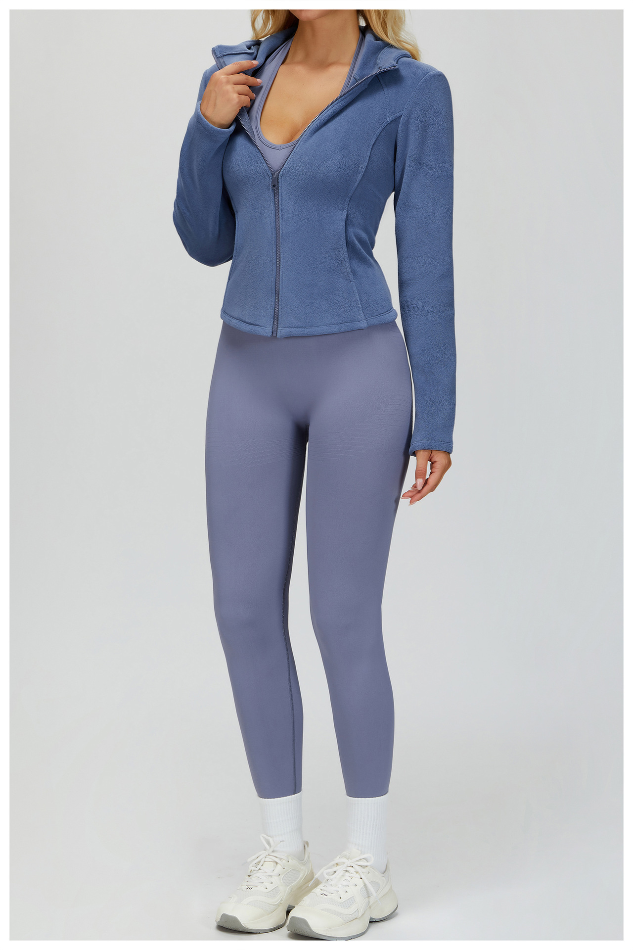 Women's Zipper Jacket Fleece Slim-Fit Warm Yoga Jacket with Pocket FGBEWT5076