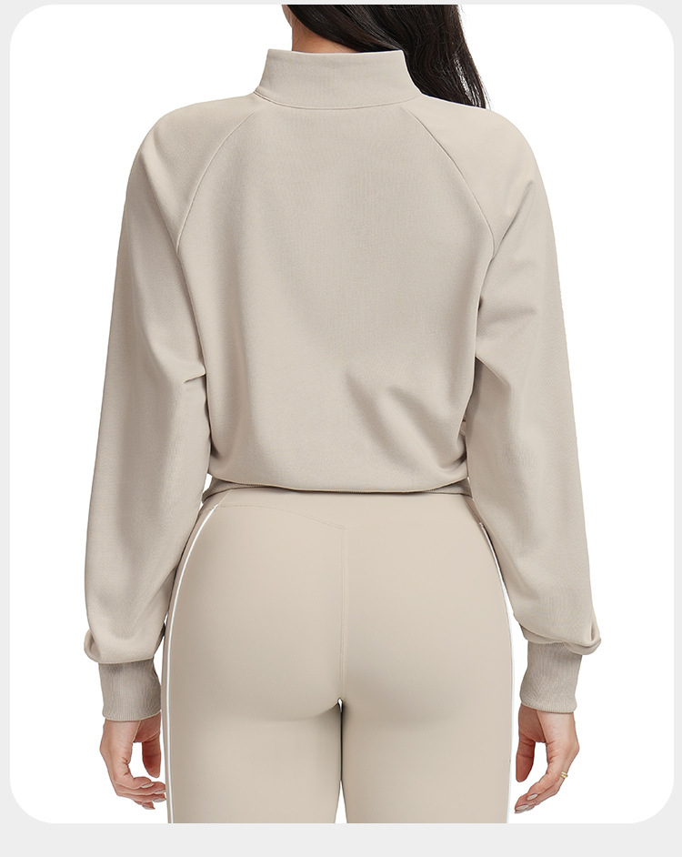 Zip-Up Sleeve Sports Jacket for Women High Neck Gym Fitness Yoga Jackets With Zip FGBEWT5079