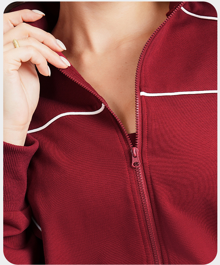 Zip-Up Sleeve Sports Jacket for Women High Neck Gym Fitness Yoga Jackets With Zip FGBEWT5079