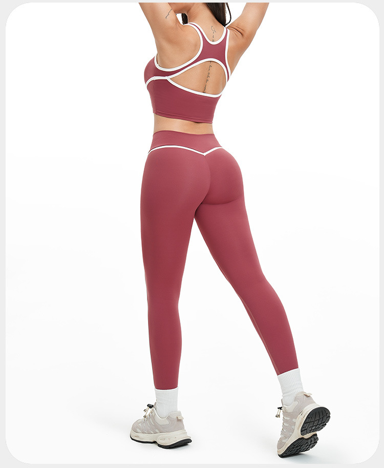 Women Hollow Back Sport Wear Gym Fitness Workout Yoga Crop Top  Cut Flared Wide Leg Sweatpants Four Piece Yoga Sets FGBTZ2101