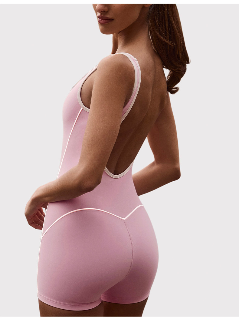 Yoga Jumpsuit Hip Lifting Jumpsuit Shorts Sports and Fitness Suit Activewear Wholesale Backless Yoga Jumpsuit FGBK6604