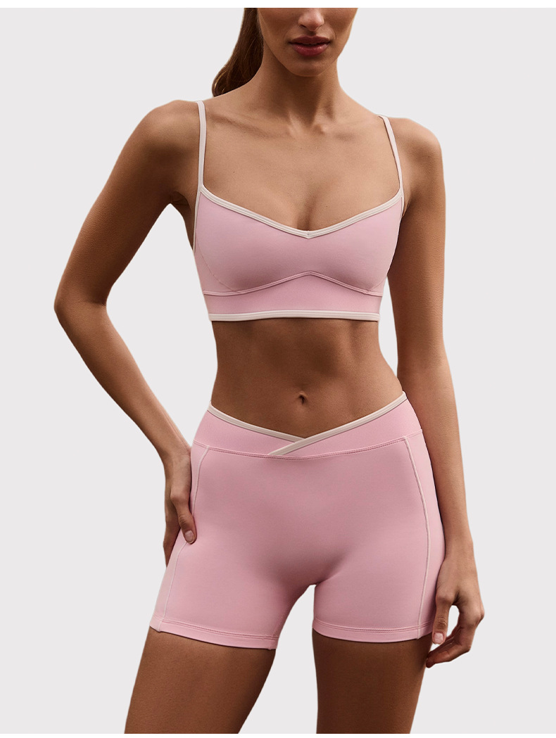 2pcs Women Backless Sports Bra Gym Clothes Fitness Sportswear Workout Yoga Sets  Shorts FGBB6594 K6595