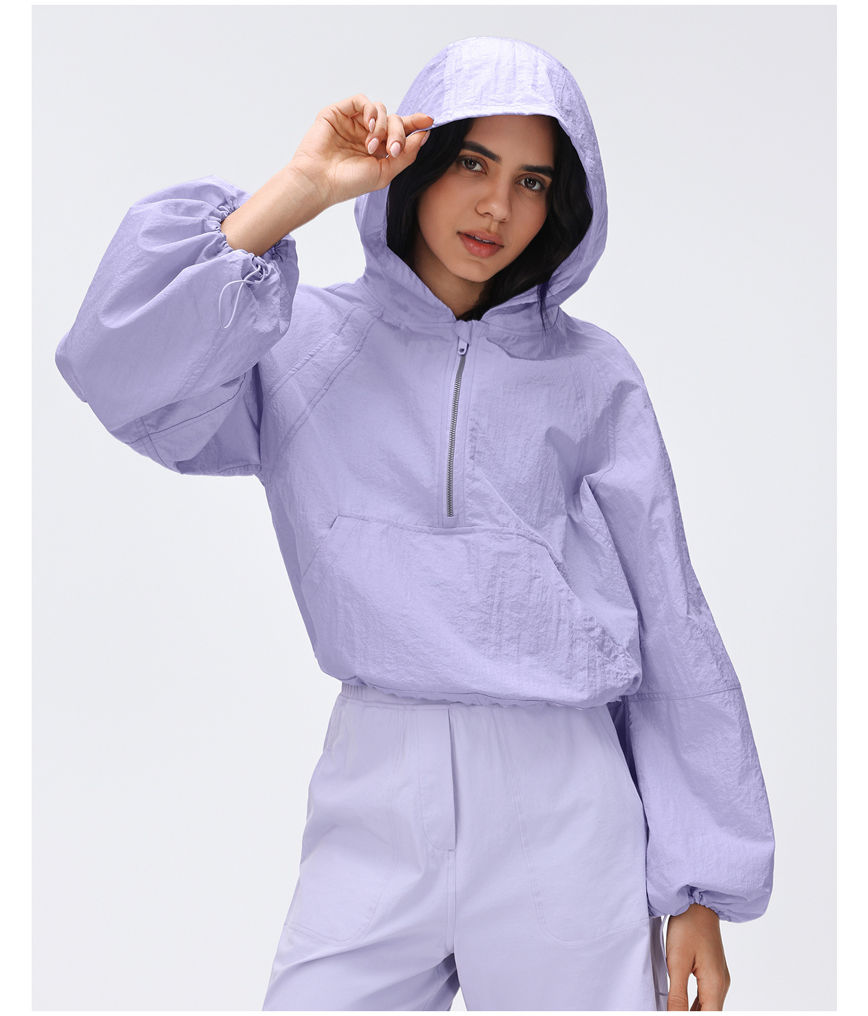 Women Outdoor Lightweight Breathable Quick Drying Half Zip Cropped Hoodies Womens Quarter Zip Pullover Tops FGBD26004