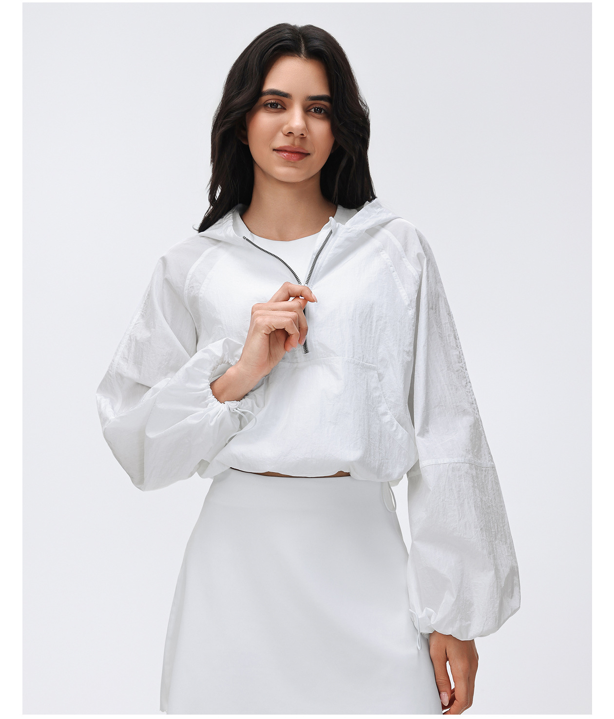 Women Outdoor Lightweight Breathable Quick Drying Half Zip Cropped Hoodies Womens Quarter Zip Pullover Tops FGBD26004