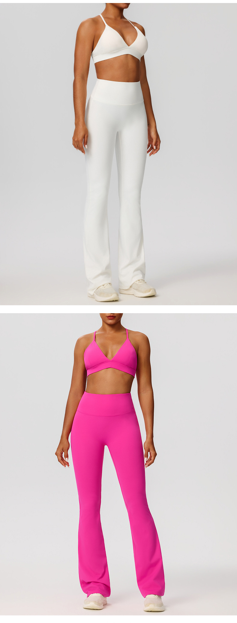 Women's Gym Yoga Set Stretch Bell-bottom Pants And Bra Elastic Waist Closure Four-Way Stretch FGB52736 52338