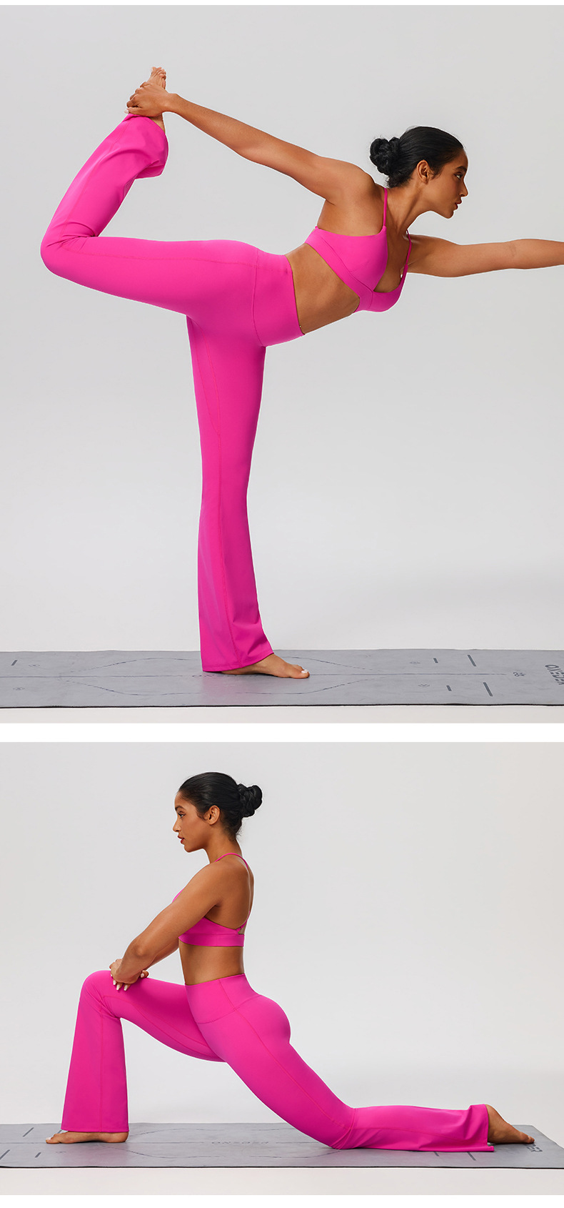 Women's Gym Yoga Set Stretch Bell-bottom Pants And Bra Elastic Waist Closure Four-Way Stretch FGB52736 52338