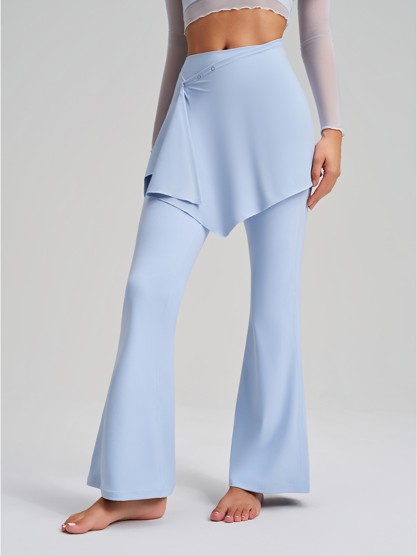 Thin Workout Gym Clothes Flared Fitness Sports Leggings High Waist Flare Yoga Pants with Detachable Skirt for Women FGBCK-5102 YPF-5002