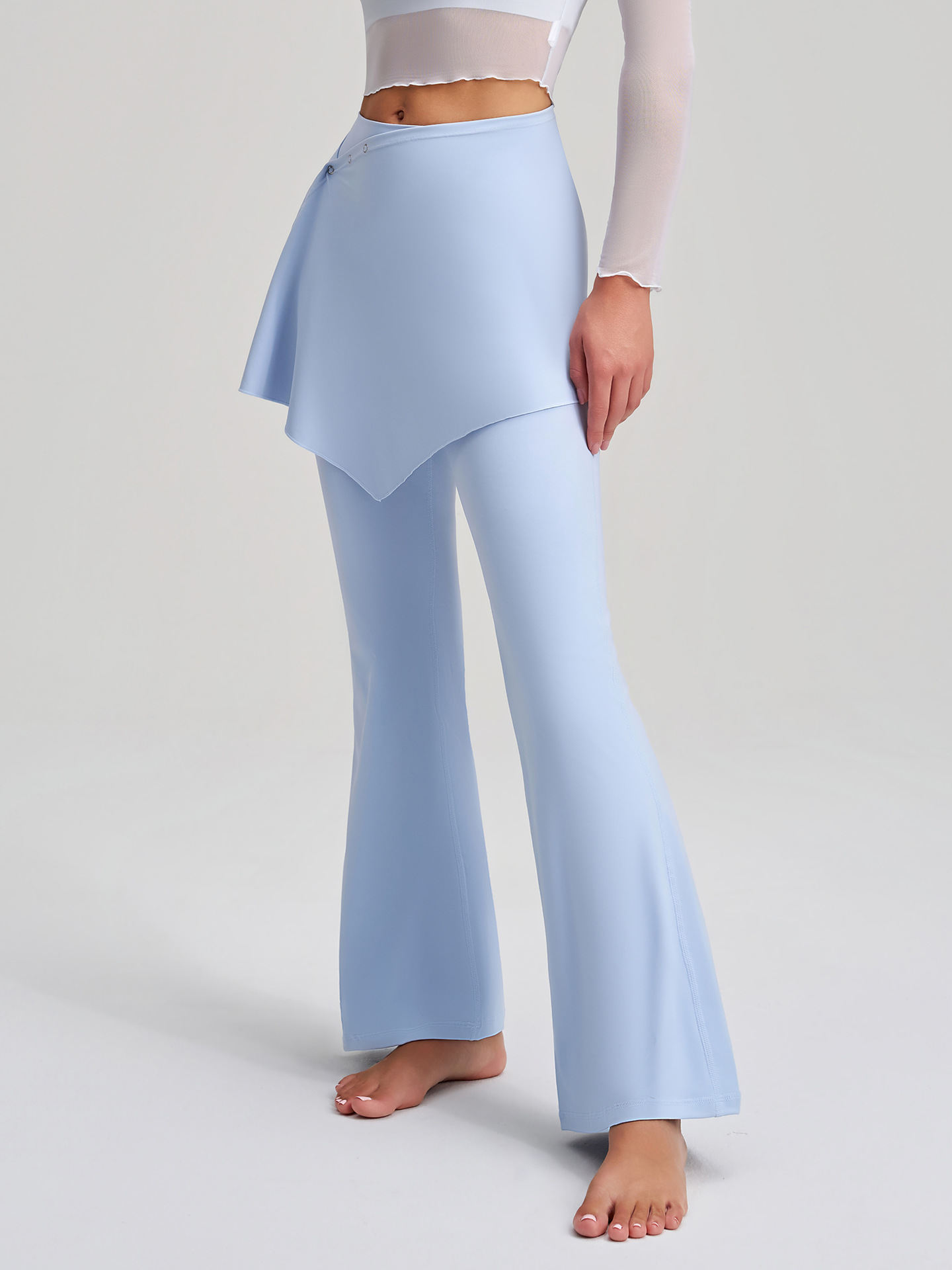 Thin Workout Gym Clothes Flared Fitness Sports Leggings High Waist Flare Yoga Pants with Detachable Skirt for Women FGBCK-5102 YPF-5002