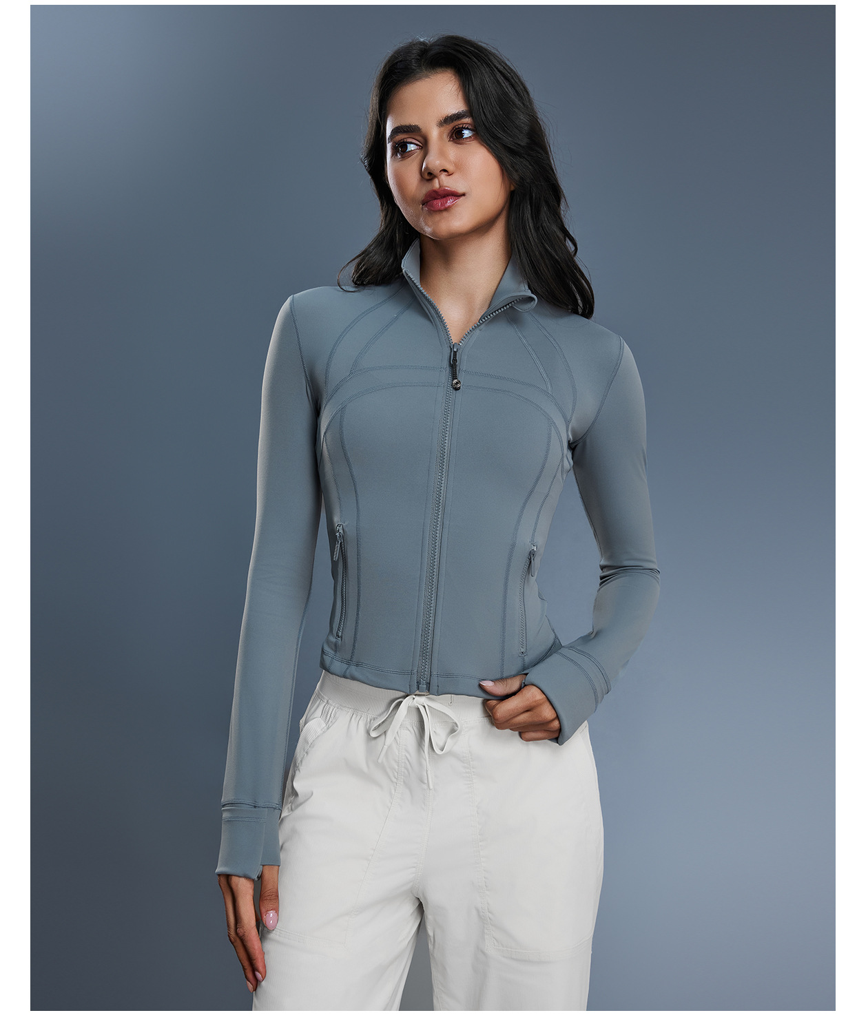 Outdoor Sports Yoga Long Sleeve Women Fitness High Elasticity Slim Sports Jacket Workout Stand Collar Zipper Gym Yoga Coat FGBDAW177